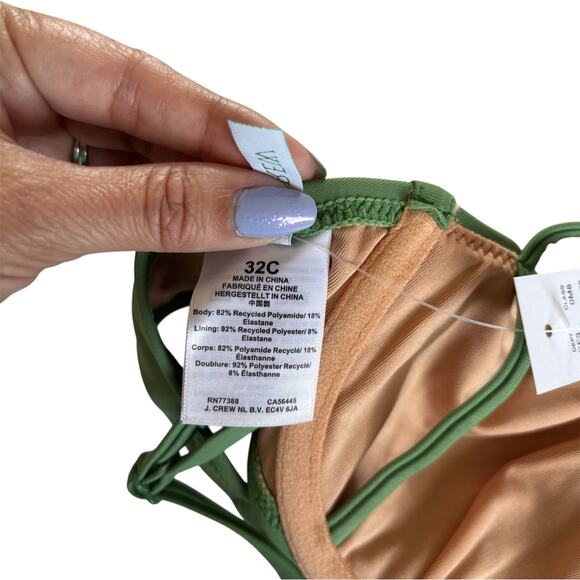 J.Crew Balconette Underwire Bikini Top Green Women's Swimwear Size 32C - Picture 6 of 7